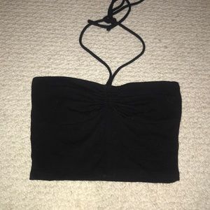 Black halter crop top